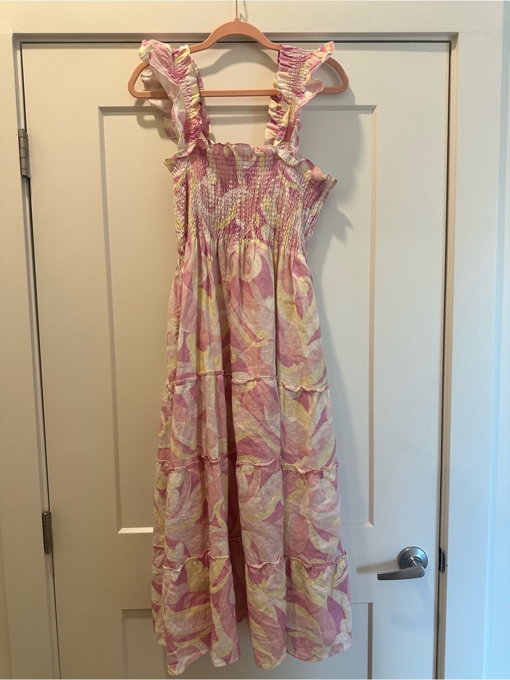 HILLHOUSE Ellie Nap Dress in Pink Swirl Linen size Large - Picture 4 of 8